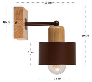 Brązowy kinkiet LED WD-BR10x10BU jednopunktowy z litego drewna