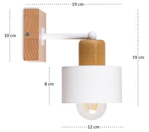 Biały kinkiet LED WD-WE10x10BU jednopunktowy z litego drewna