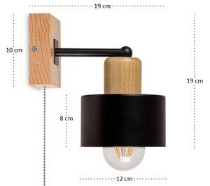 Czarny kinkiet LED SHWD-SC10x10BU jednopunktowy z litego drewna z włąc