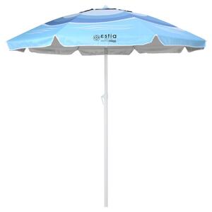 Estia – parasol przeciwsłoneczny plażowy, biały, 2 m, przenośny, do ogrodu, plaży, campingów, z ochroną UV