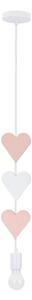 Biały/różowy żyrandol dziecięcy z metalowym kloszem Hearts – Candellux Lighting