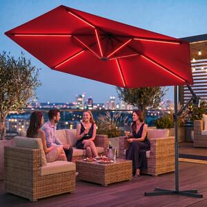 Parasol LED z owietleniem RGB z pilotem, sterowaniem APP, parasol z owietleniem drogowym, parasol ogrodowy 350 cm - czerwony