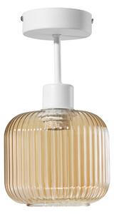 Lampa sufitowa Maria biała z bursztynowym, ryflowanym kloszem