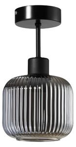 Lampa sufitowa Maria czarna z przydymiono-szarym, ryflowanym kloszem