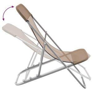 Składane krzesła plażowe, 2 szt., taupe, textilene i stal