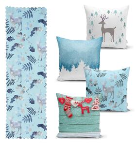 Zestaw 4 świątecznych poszewek na poduszki i bieżnika Minimalist Cushion Covers Winter Wonderland