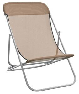Składane krzesła plażowe, 2 szt., taupe, textilene i stal