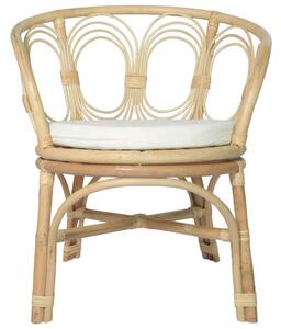 Krzesło stołowe z poduszką, naturalny rattan i len