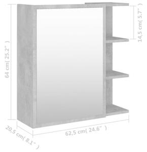 Szafka łazienkowa z lustrem, szarość betonu, 62,5x20,5x64 cm