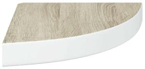 Narożne półki ścienne, 2 szt., dąb i biel, 25x25x3,8 cm, mdf