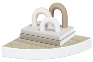 Narożne półki ścienne, 2 szt., dąb i biel, 25x25x3,8 cm, mdf