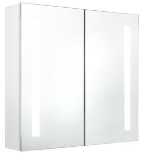 Szafka łazienkowa z lustrem i LED, biel z połyskiem 62x14x60 cm