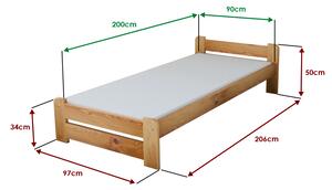 Łóżko Emily 90 x 200 cm, olcha Stelaż: Ze stelażem listwowym rolowanym, Materac: Materac Somnia 17 cm