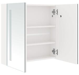 Szafka łazienkowa z lustrem i LED, biel z połyskiem 62x14x60 cm