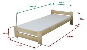 Łóżko Emily 80 x 200 cm, sosna Stelaż: Bez stelaża, Materac: Materac Deluxe 10 cm