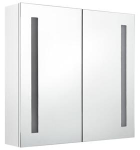 Szafka łazienkowa z lustrem i LED, biel z połyskiem 62x14x60 cm
