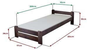 Łóżko Emily 90 x 200 cm, orzech Stelaż: Ze stelażem listwowym elastycznym, Materac: Bez materaca