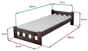 Łóżko Naomi podwyższone 90 x 200 cm, orzech Stelaż: Bez stelaża, Materac: Materac Deluxe 10 cm