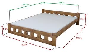 Łóżko Naomi podwyższone 180 x 200 cm, dąb Stelaż: Ze stelażem listwowym rolowanym, Materac: Bez materaca