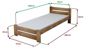 Łóżko Laura 90 x 200 cm, dąb Stelaż: Ze stelażem listwowym rolowanym, Materac: Bez materaca