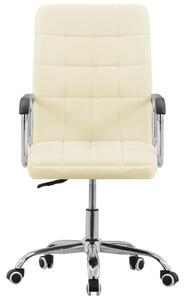 Obrotowe krzesło biurowe, kremowe, tapicerowane tkaniną
