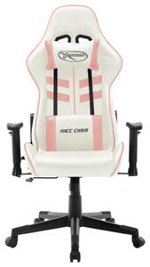 Fotel dla gracza, biało-różowy, sztuczna skóra