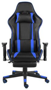Obrotowy fotel gamingowy z podnóżkiem, niebieski, PVC