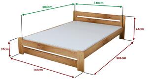 Łóżko Laura 140 x 200 cm, olcha Stelaż: Ze stelażem listwowym elastycznym, Materac: Materac Coco Maxi 19 cm