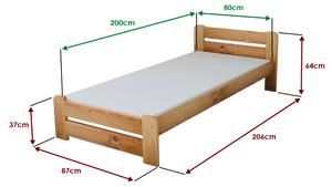 Łóżko Laura 80 x 200, olcha Stelaż: Ze stelażem listwowym elastycznym, Materac: Materac Coco Maxi 19 cm