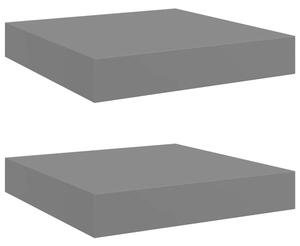 Półki ścienne, 2 szt., szare, wysoki połysk, 23x23,5x3,8cm, mdf