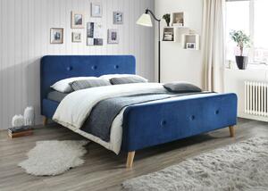 Łóżko tapicerowane MALMO VELVET 160 x 200 cm niebieskie