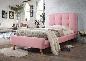 Łóżko tapicerowane TIFFANY 90 x 200 cm, różowe Materac: Materac Somnia 17 cm