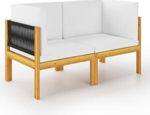 2-osobowa ławka ogrodowa z poduszkami, lite drewno akacjowe