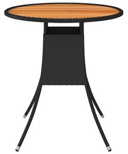 Ogrodowy stolik jadalniany, czarny, Ø 70 cm, rattan PE i akacja