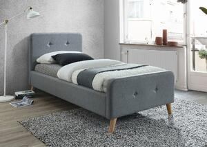 Łóżko tapicerowane MALMO 90 x 200 cm szare Materac: Bez materaca