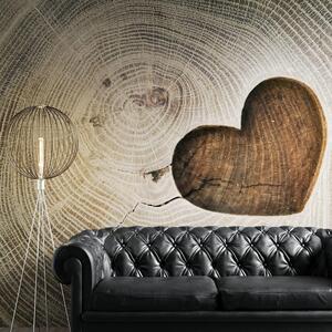 Tapeta symbol miłości na drewnie