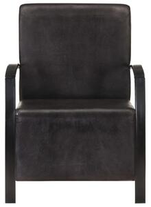 Fotel wypoczynkowy, czarny, skóra naturalna