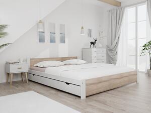 Łóżko IKAROS 180 x 200 cm, białe/dąb sonoma Stelaż: Ze stelażem listwowym elastycznym, Materac: Bez materaca