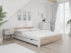 Łóżko IKAROS 140 x 200 cm, białe/dąb sonoma Stelaż: Ze stelażem listwowym elastycznym, Materac: Bez materaca