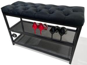 Szafka na buty loftowa siedzisko kolor czarny 80cm