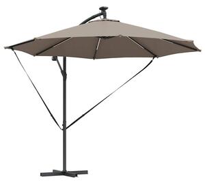 Parasol ogrodowy z obrotem 360° i oświetleniem LED - ciemnoszary