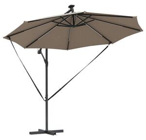 Parasol ogrodowy z obrotem 360° i oświetleniem LED - ciemnoszary