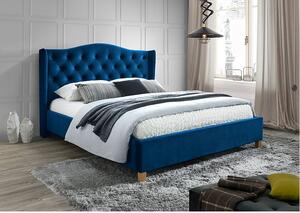 Łóżko tapicerowane ASPEN VELVET 160 x 200 cm niebieskie Materac: Bez materaca