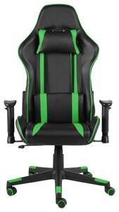 Obrotowy fotel gamingowy, zielony, PVC