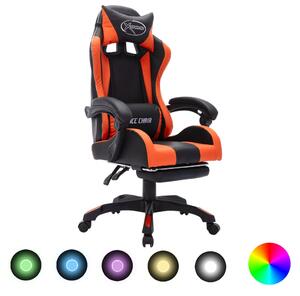 Fotel dla gracza z RGB LED, pomarańczowo-czarny, sztuczna skóra
