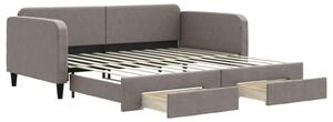 Sofa rozsuwana z szufladami, taupe, 100x200 cm, tkanina