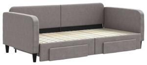 Sofa rozsuwana z szufladami, taupe, 100x200 cm, tkanina