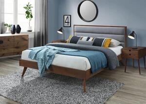 Szare łóżko z litego drewna SOMERO 160 x 200 cm