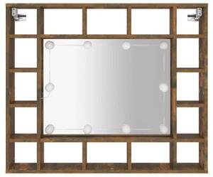 Szafka z lustrem i LED, przydymiony dąb, 91x15x76,5 cm