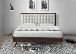 Beżowe łóżko z litego drewna NAMSEN 160 x 200 cm
